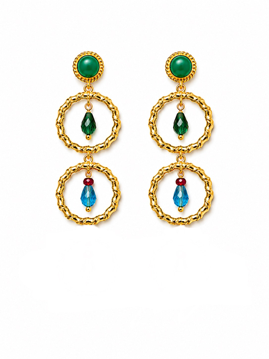 Boho Multicolor Double Hoop Earrings