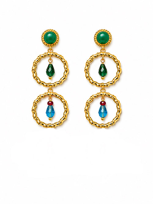 Boho Multicolor Double Hoop Earrings