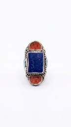 Vintage Lapis Lazuli Statement Ring | Handmade Tibetan Silver Ring