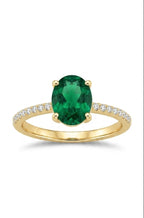 Natural Emerald Solitaire Ring in Gold Finish