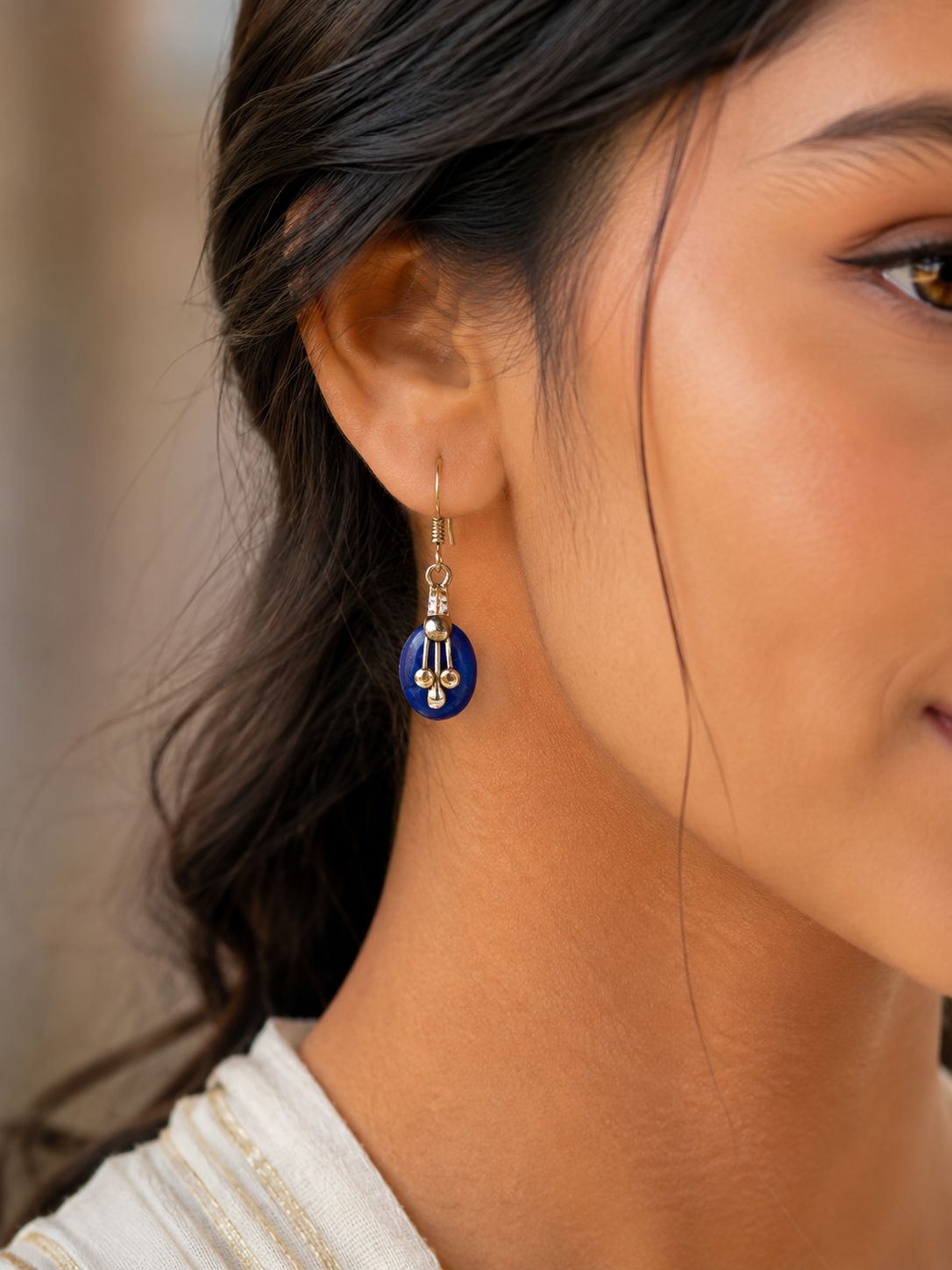 Vintage Blue Stone Drop Earrings