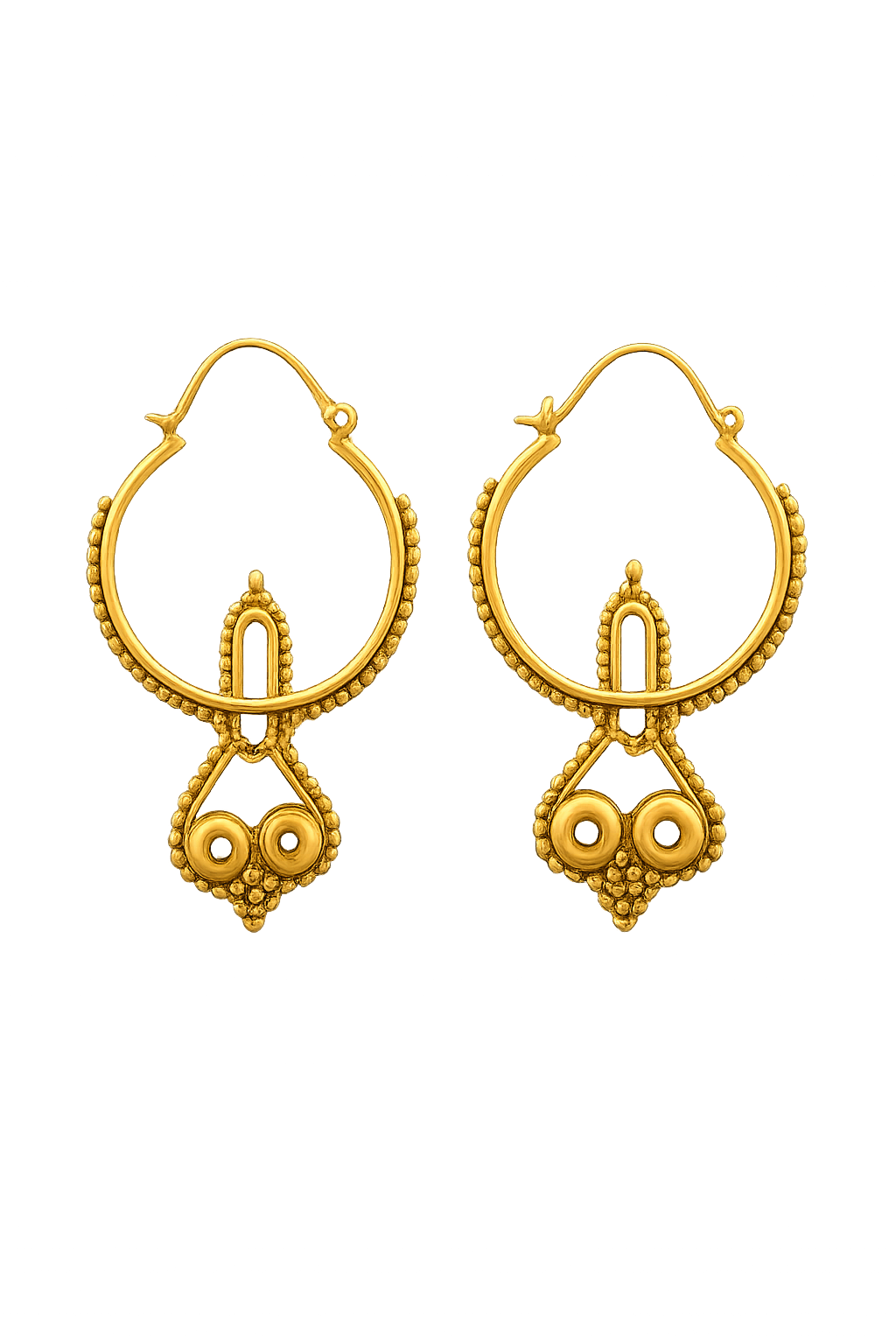Gold Tribal Hoop Earrings