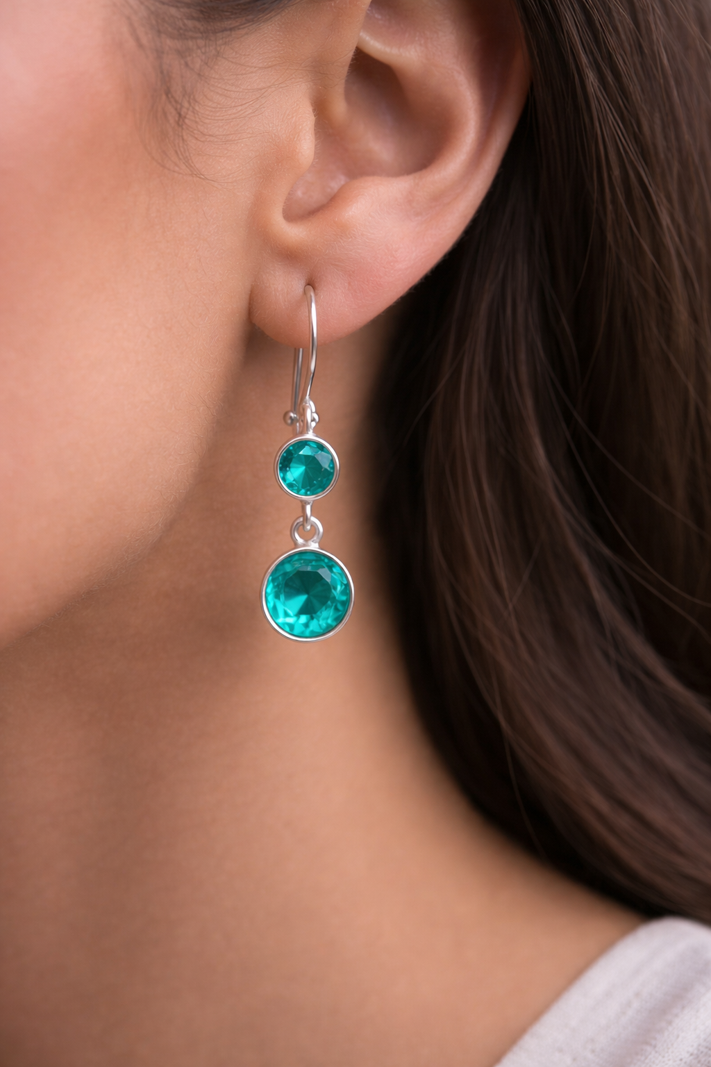 Ocean Teal Dual Drop Earrings
