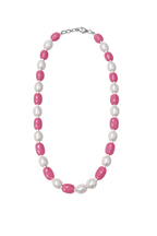Pink Jade & Freshwater Pearl Beaded Necklace