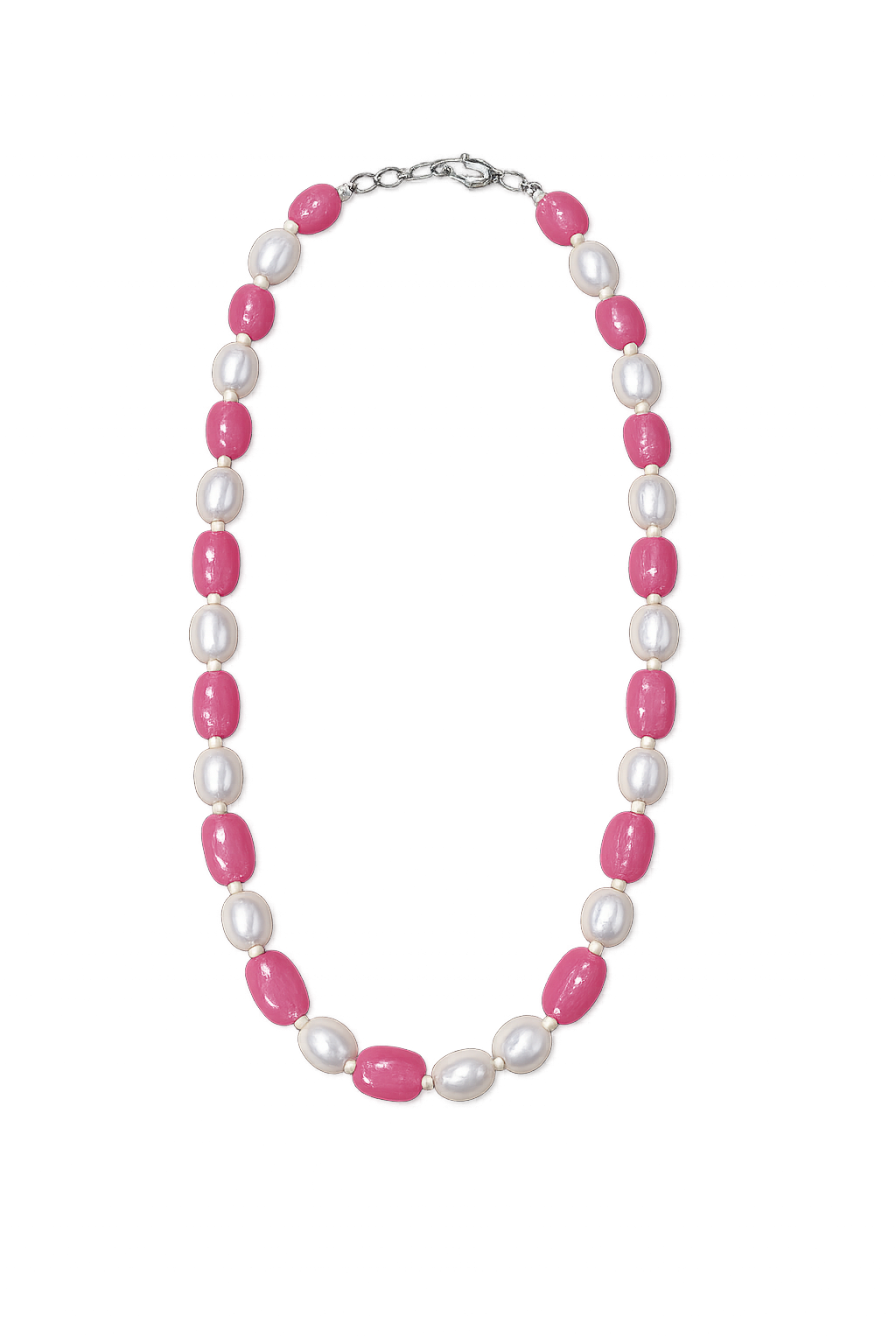 Pink Jade & Freshwater Pearl Beaded Necklace