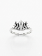 Lotus Bloom Silver Ring | Minimalist Floral Statement Ring