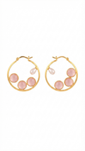 Blush Pink Cat’s Eye & Pearl Hoop Earrings