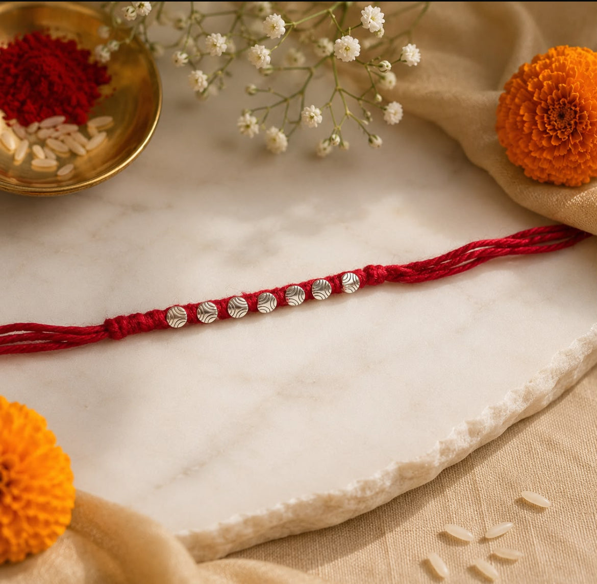 Silver Disc Rakhi for Brother