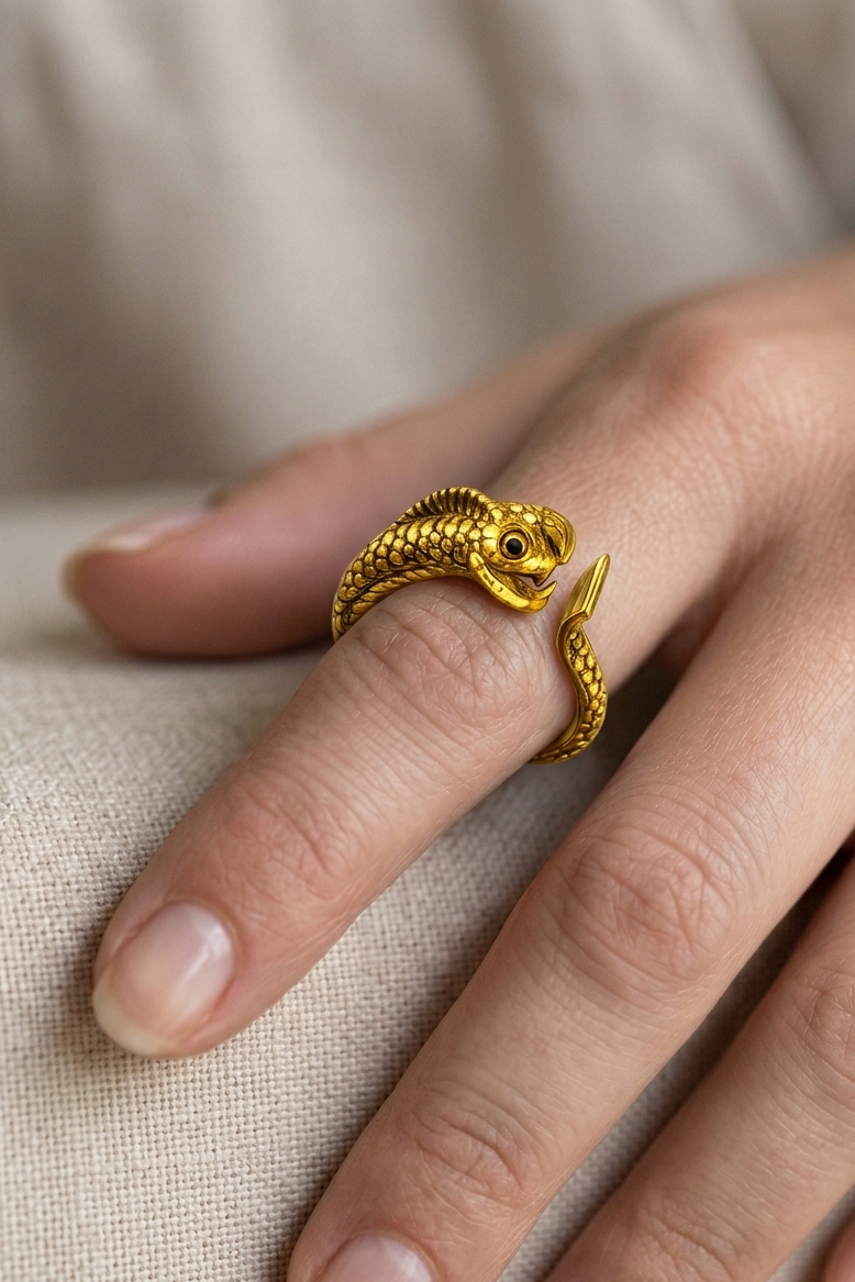 Vintage Gold Snake Wrap Ring for Women