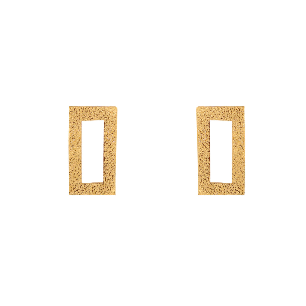Minimalist Textured Gold Rectangle Earrings