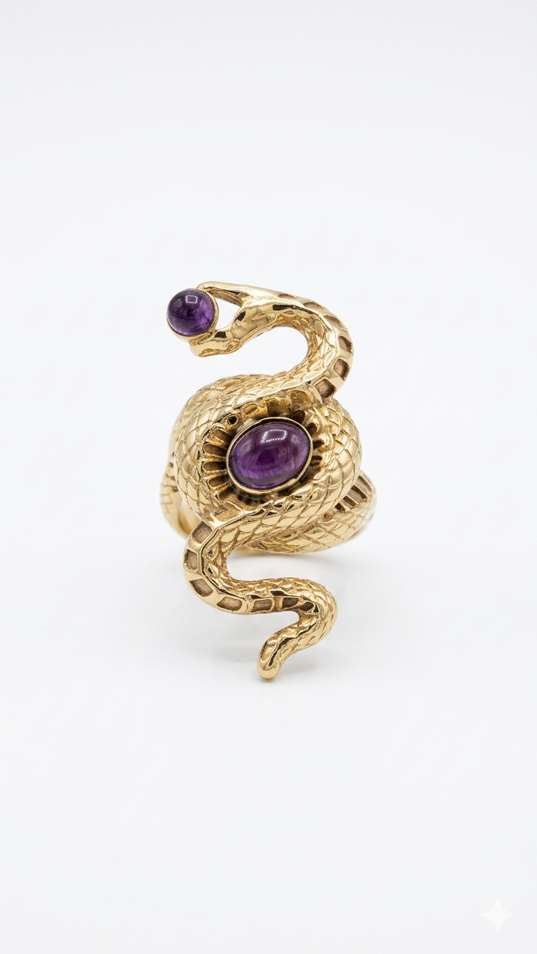 Serpent Amethyst Wrap Ring