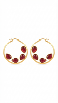 Garnet Red Crystal Hoop Earrings