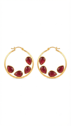 Garnet Red Crystal Hoop Earrings