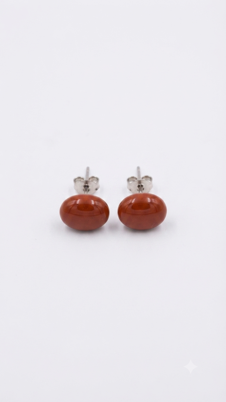 Natural Red Jasper Stud Earrings
