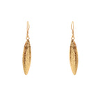 Gold Textured Leaf Drop Earrings