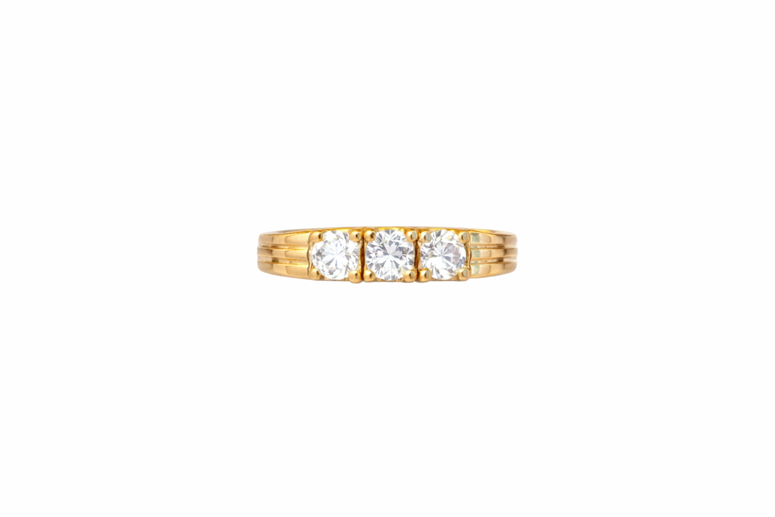 Triple Stone Diamond Ring in Gold Elegant Minimal Band Ring