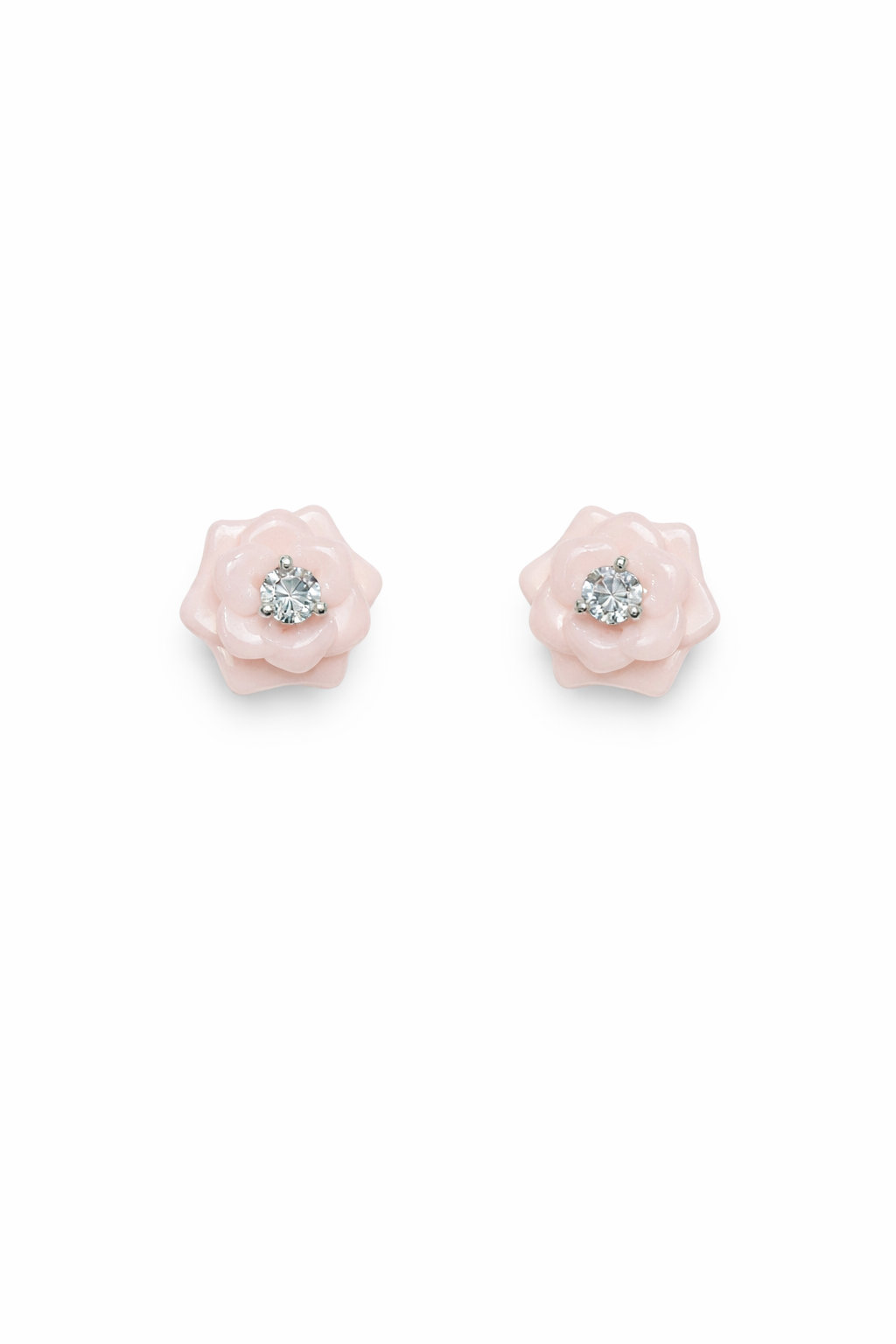 Pink Flower Stud Earrings | CZ Floral Earrings