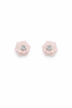 Pink Flower Stud Earrings | CZ Floral Earrings