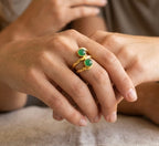 Green Onyx Wrap Ring, Adjustable Gold Statement Ring