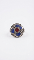 Handmade Tibetan Lapis Lazuli & Coral Ring