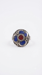 Handmade Tibetan Lapis Lazuli & Coral Ring