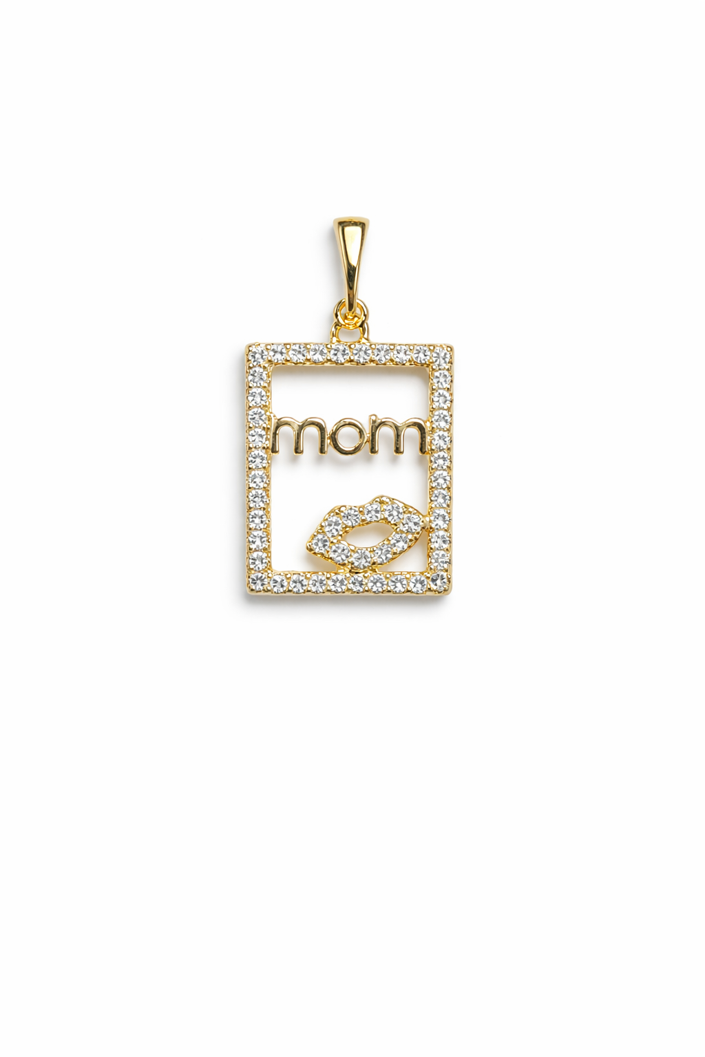 Gold “Mom” Pendant Necklace, Minimalist Mother Jewelry