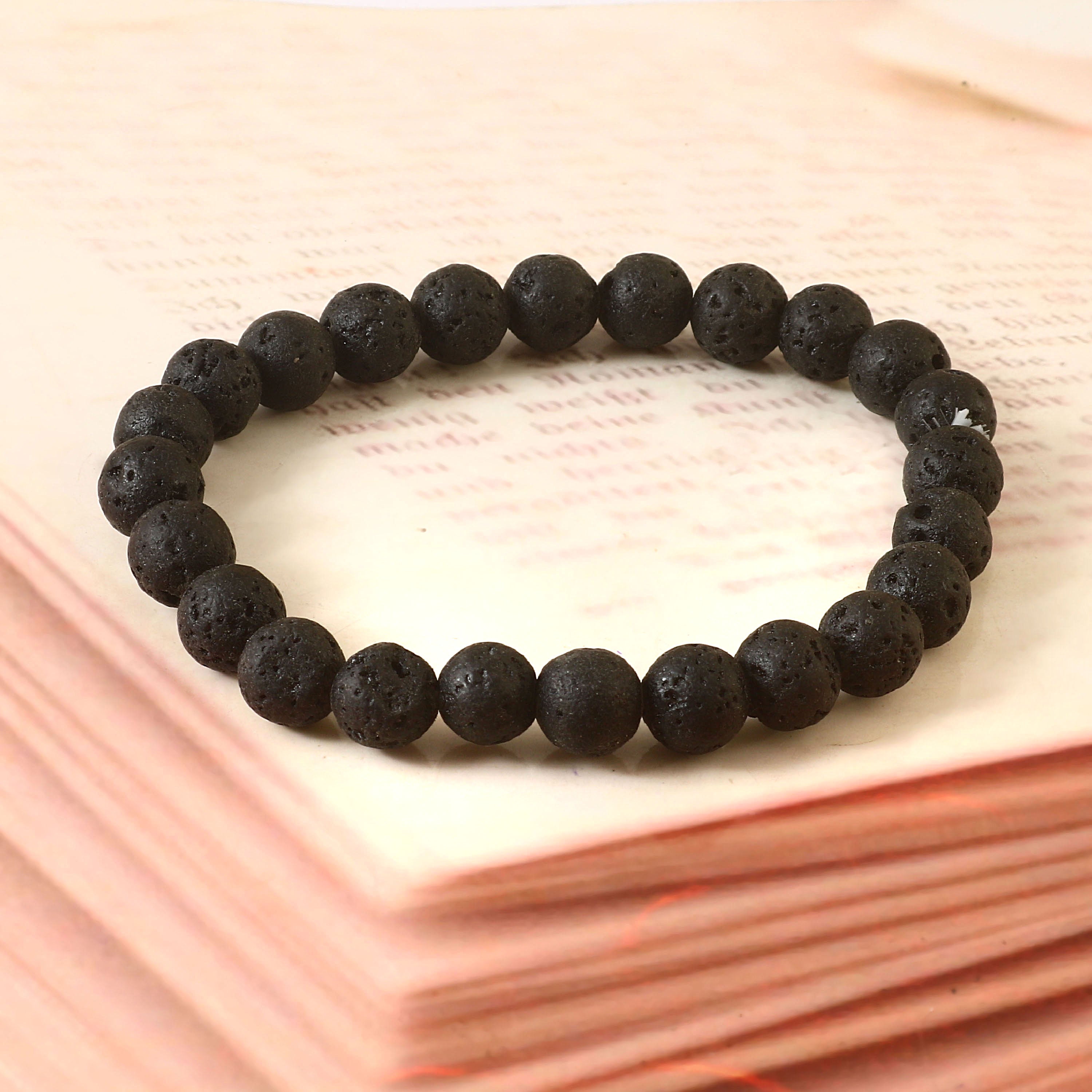 Natural Black Lava Beads Volcanic Rock Bracelet