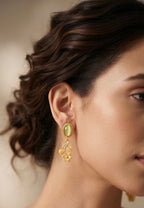 Green Cat’s Eye Floral Drop Earrings