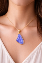 Blue Druzy Agate Pendant Necklace