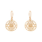 Gold Sri Yantra Mandala Drop Earrings