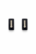 Black Rectangle Stud Earrings, Gold Crystal Studs
