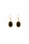 Vintage Black Onyx Gold-Tone Drop Earrings