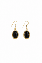 Vintage Black Onyx Gold-Tone Drop Earrings
