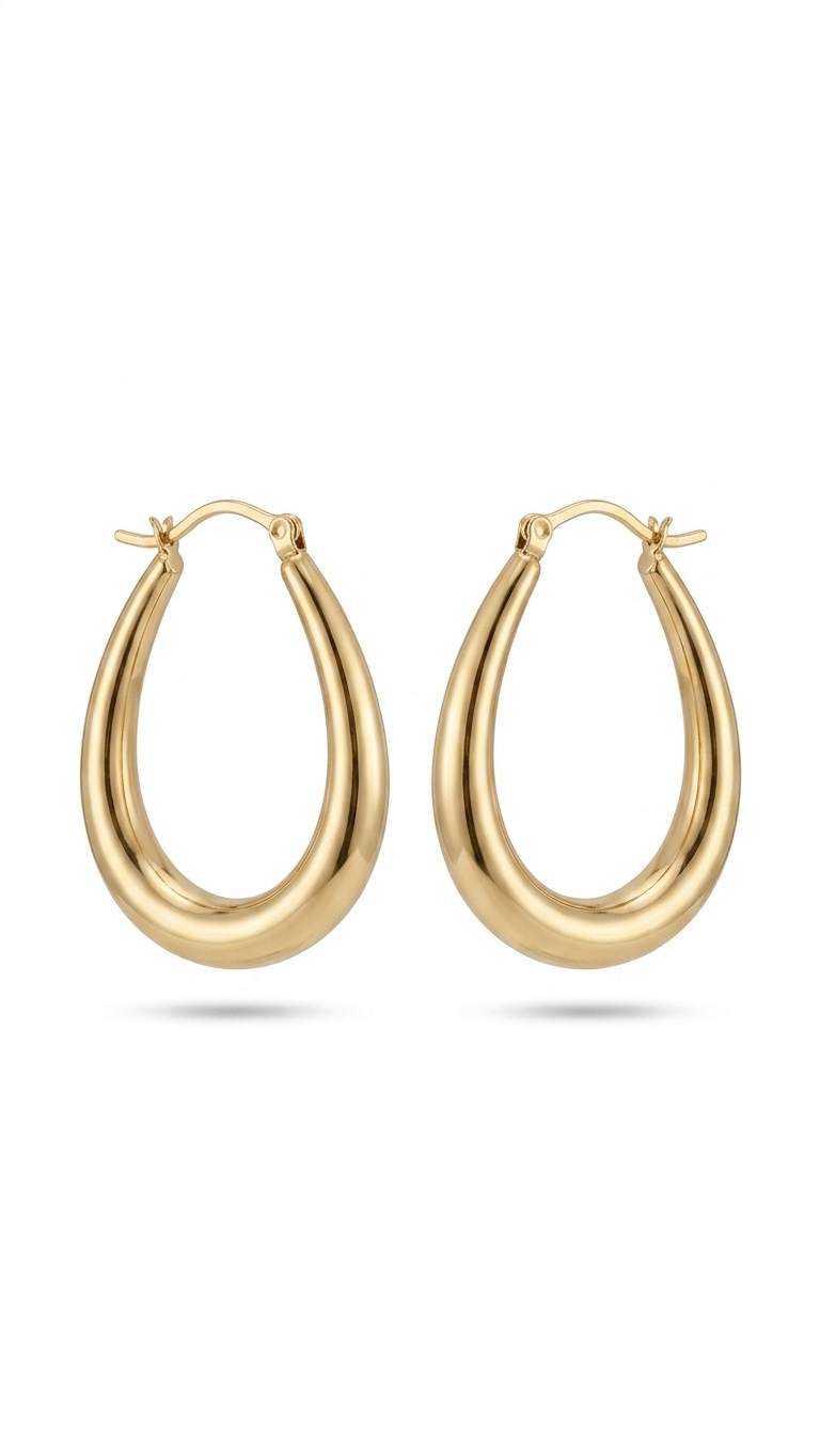 Chunky Gold Teardrop Hoop Earrings