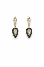 Black Teardrop Earrings, Gold Crystal Drop Earrings