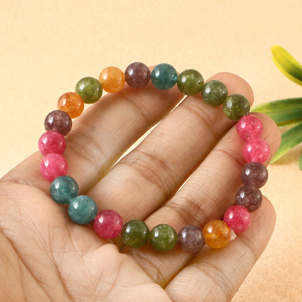 Watermelon Tourmaline Stretch Beads Bracelet Crystal Therapy