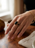 Black Onyx Dual Stone Ring Size