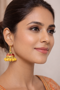 Red & Yellow Jhumka Meenakari Earrings