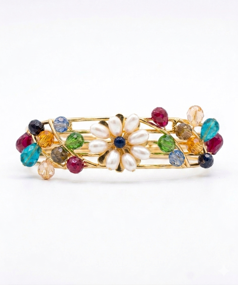 Colorful Floral Pearl Bracelet