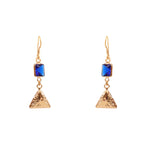 Blue Stone Gold Drop Earrings Geometric