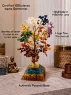 7 Chakra Gemstone Tree with Orgone Pyramid Base | Handmade Crystal Healing Decor