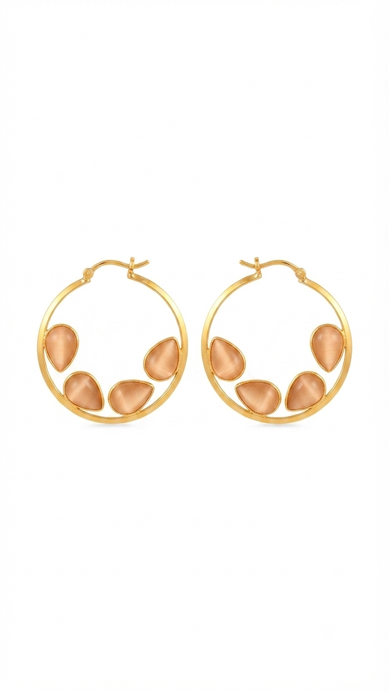 Champagne Cat’s Eye Hoop Earrings