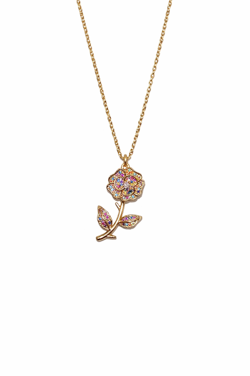 Colorful Crystal Flower Pendant Necklace