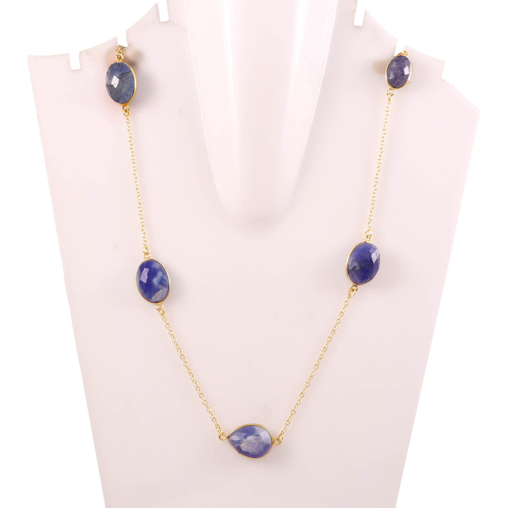 Elegant Blue Gemstone Gold Necklace