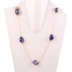 Elegant Blue Gemstone Gold Necklace