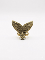 Antique Gold Moth Statement Adjustable Ring