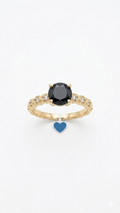 Black Onyx Solitaire Ring in Gold Finish