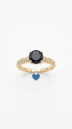 Black Onyx Solitaire Ring in Gold Finish