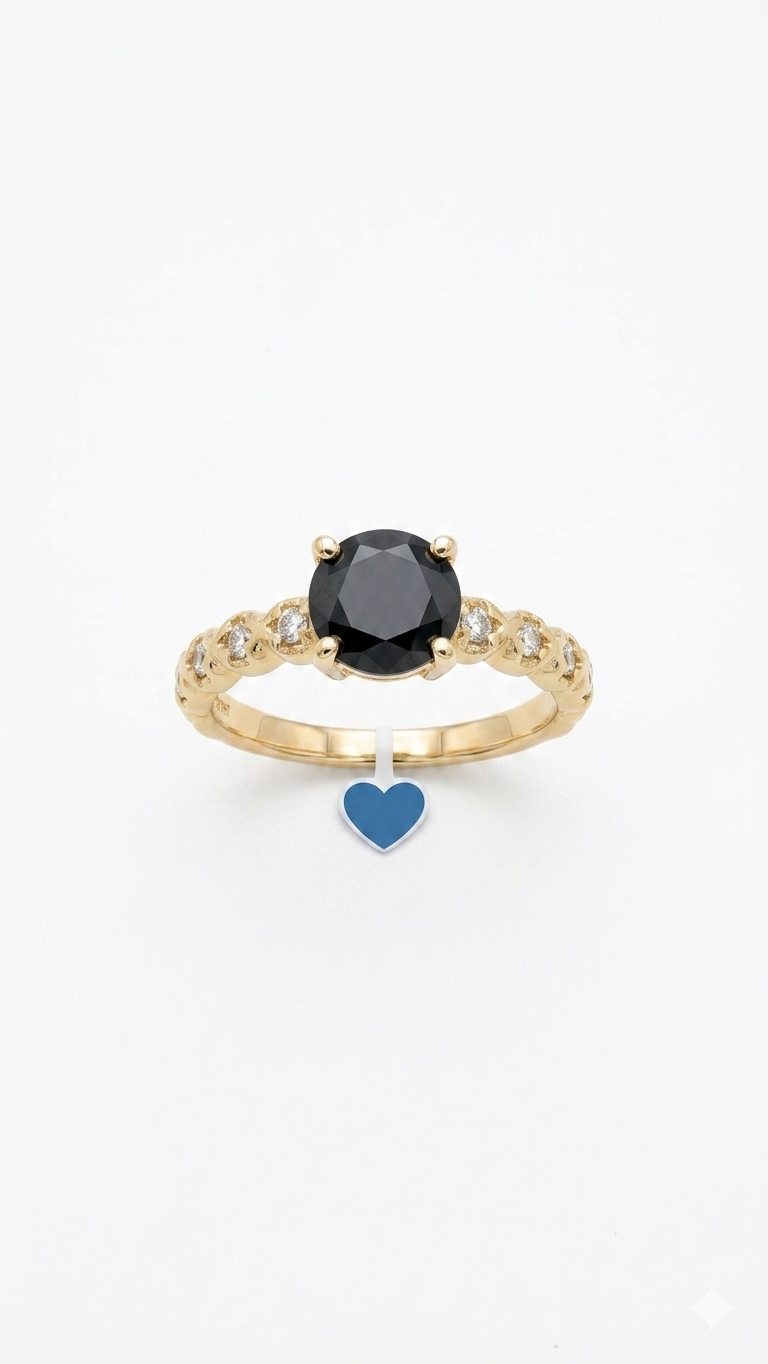 Black Onyx Solitaire Ring in Gold Finish