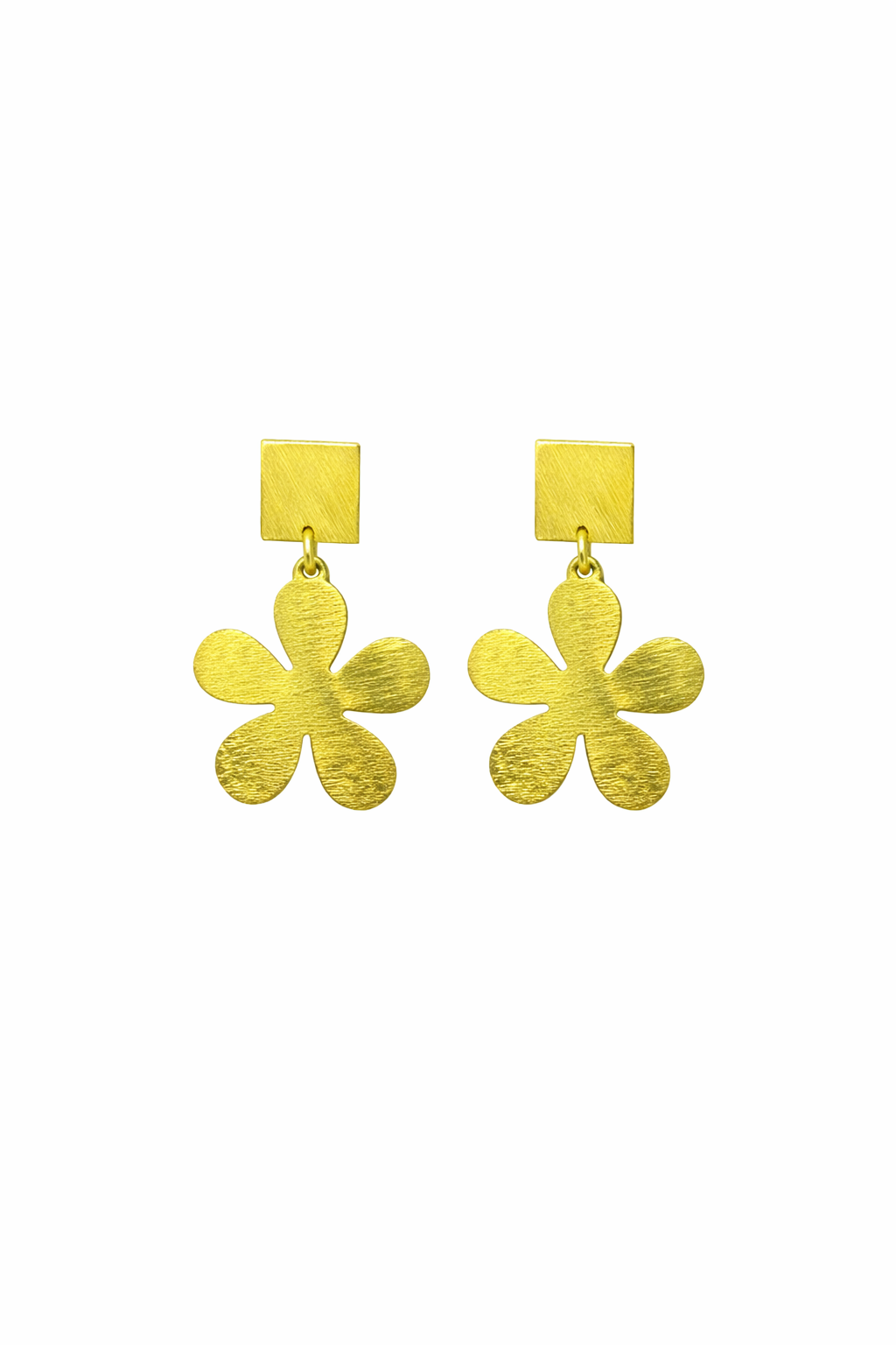Floral Textured Gold Drop Earrings